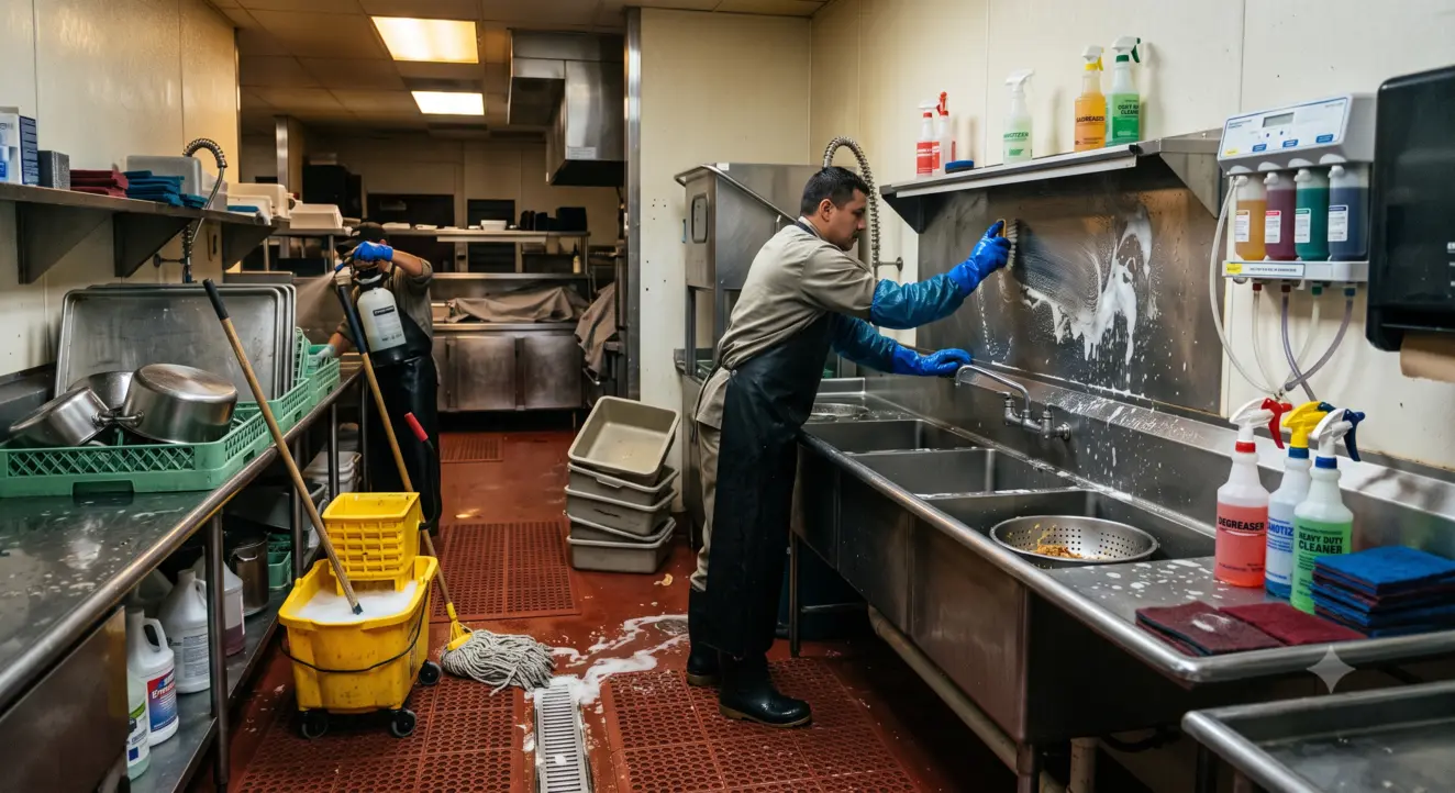 Dish pit operations in a commercial kitchen